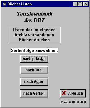 Auswahlmaske Buchlisten